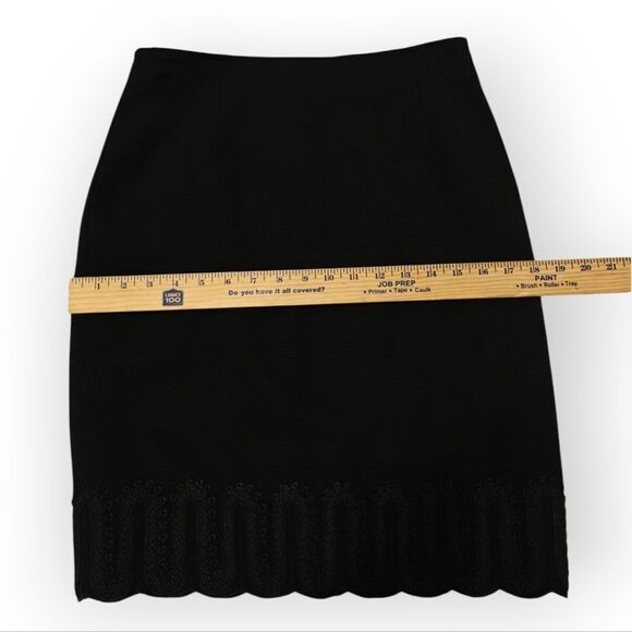 Genny Italy Wool Black Pencil Skirt with Elegant Hem for Cocktail Sz 6 - Picture 5 of 9